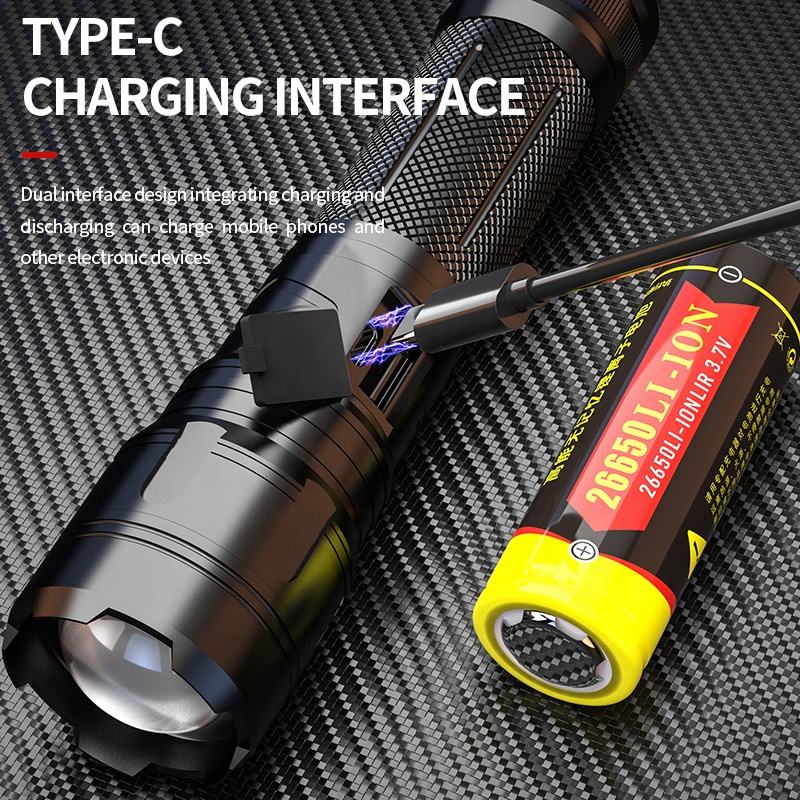 Rechargeable Tactical LED Flashlight With Power Bank Function