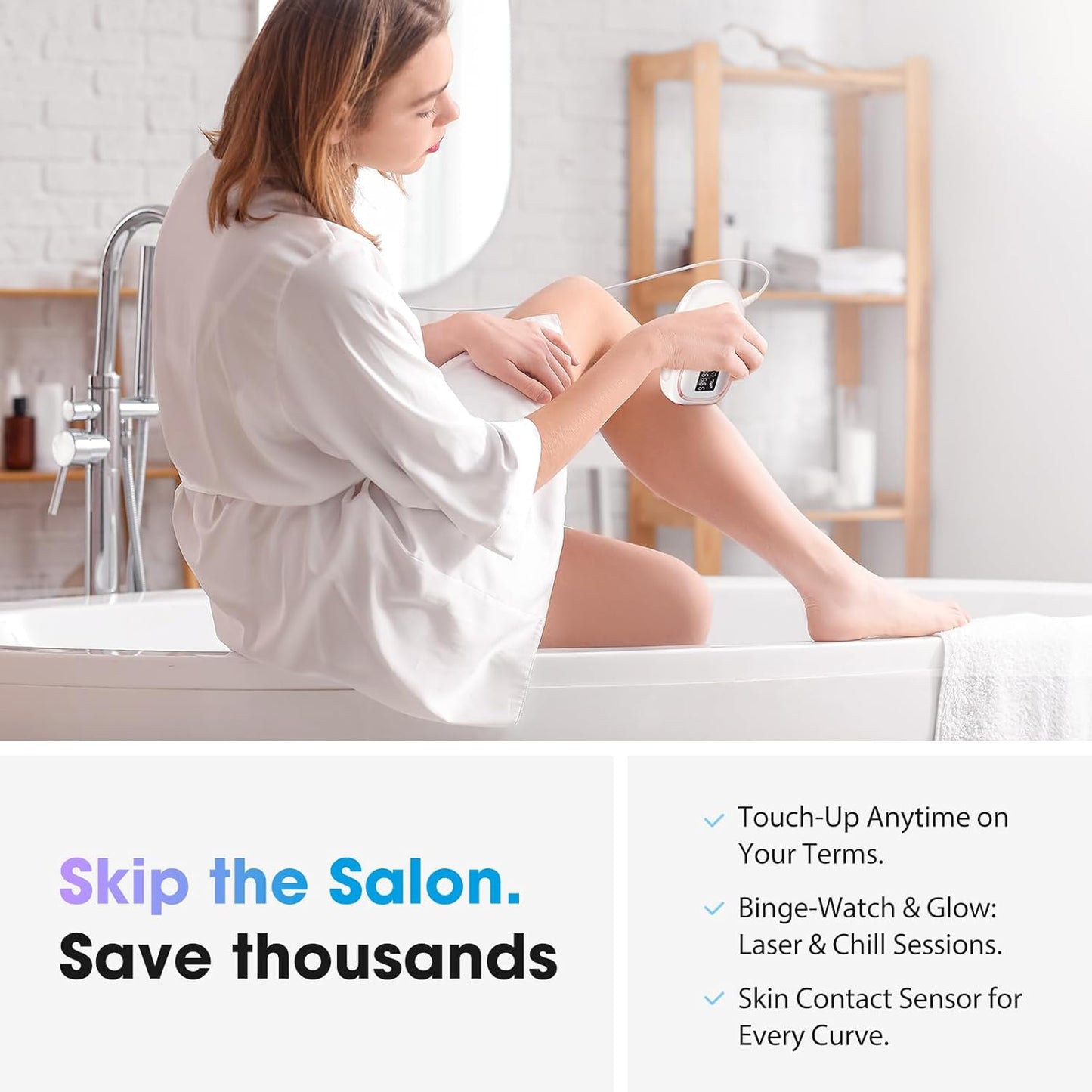 IPL Laser Hair Removal Device for Women & Men - Home 45°F Ice-Cooling Contact for Painless Results