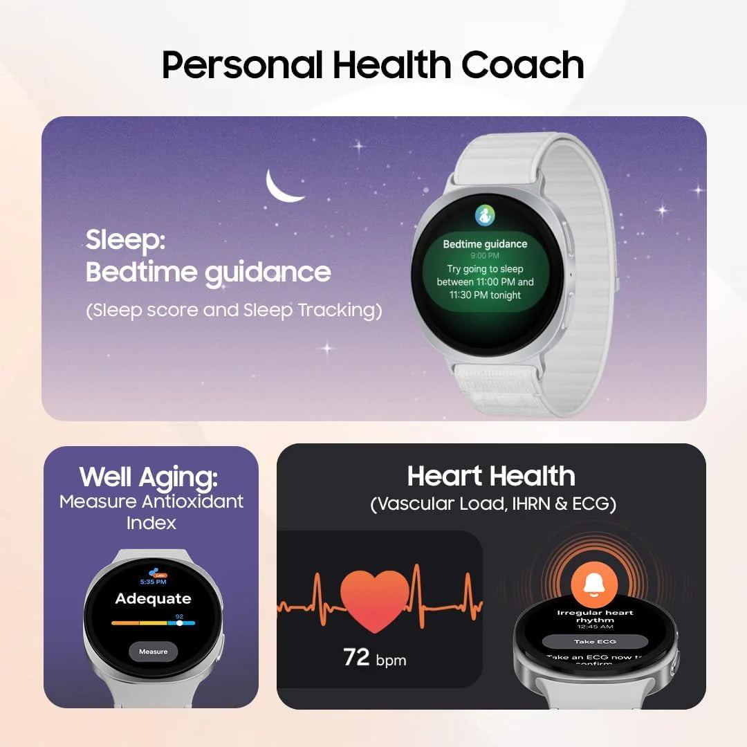 Samsung Galaxy Watch 8 Graphite, LTE, 40mm Smartwatch, Everyday Health Coach, Cushion Design, Dynamic Lug System, 3nm Processor, Sleep Coaching, Running Coach (International Version)